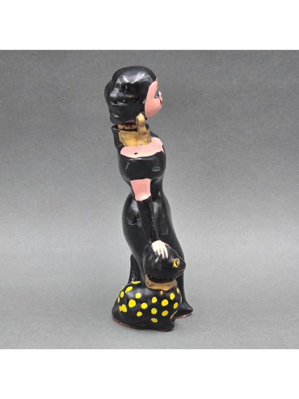 Vintage Rockabilly Sake Decanter Retro Cat Lady Barware Japan 9.5